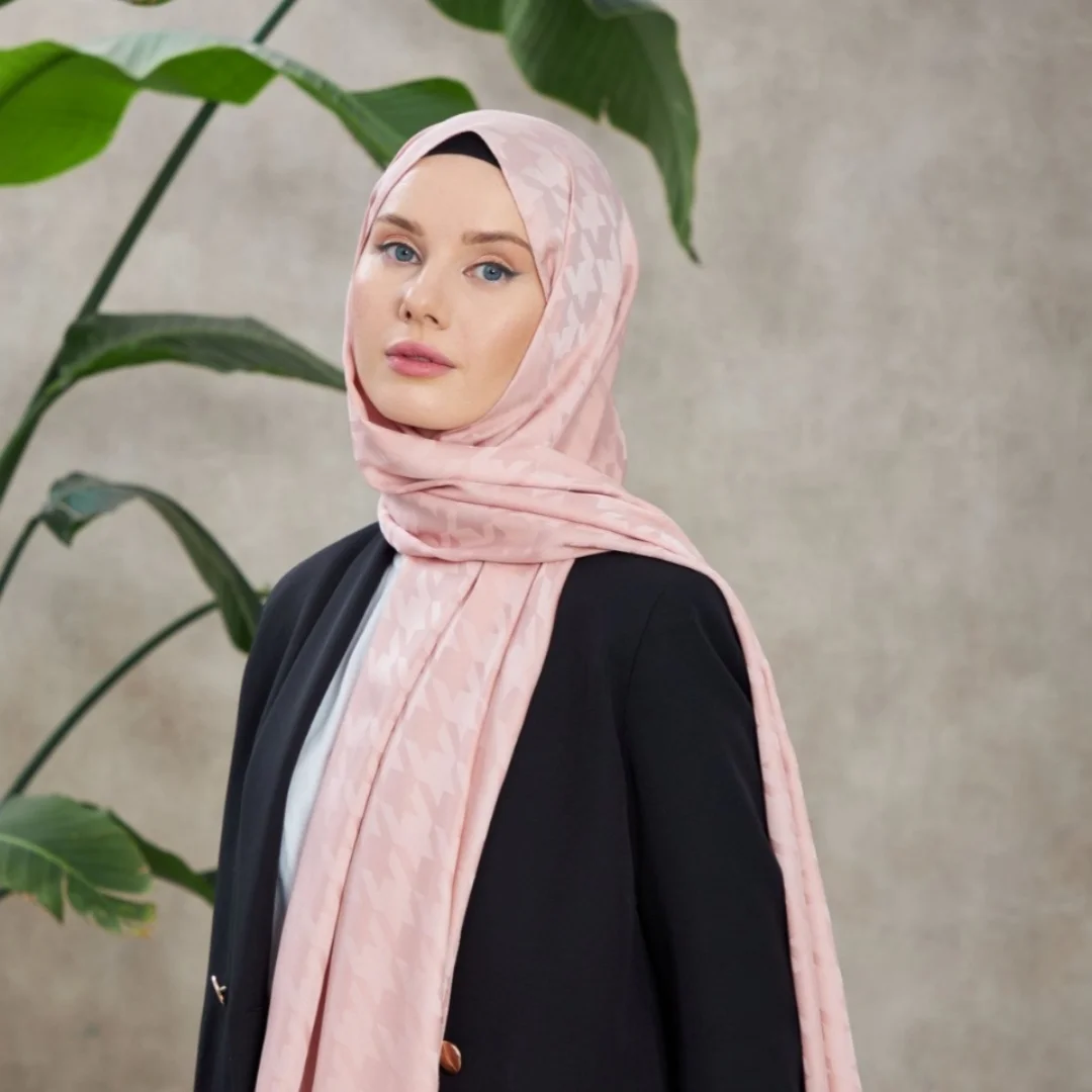 ipeksi kazayağı jakar şal şeker pembe nisa scarf