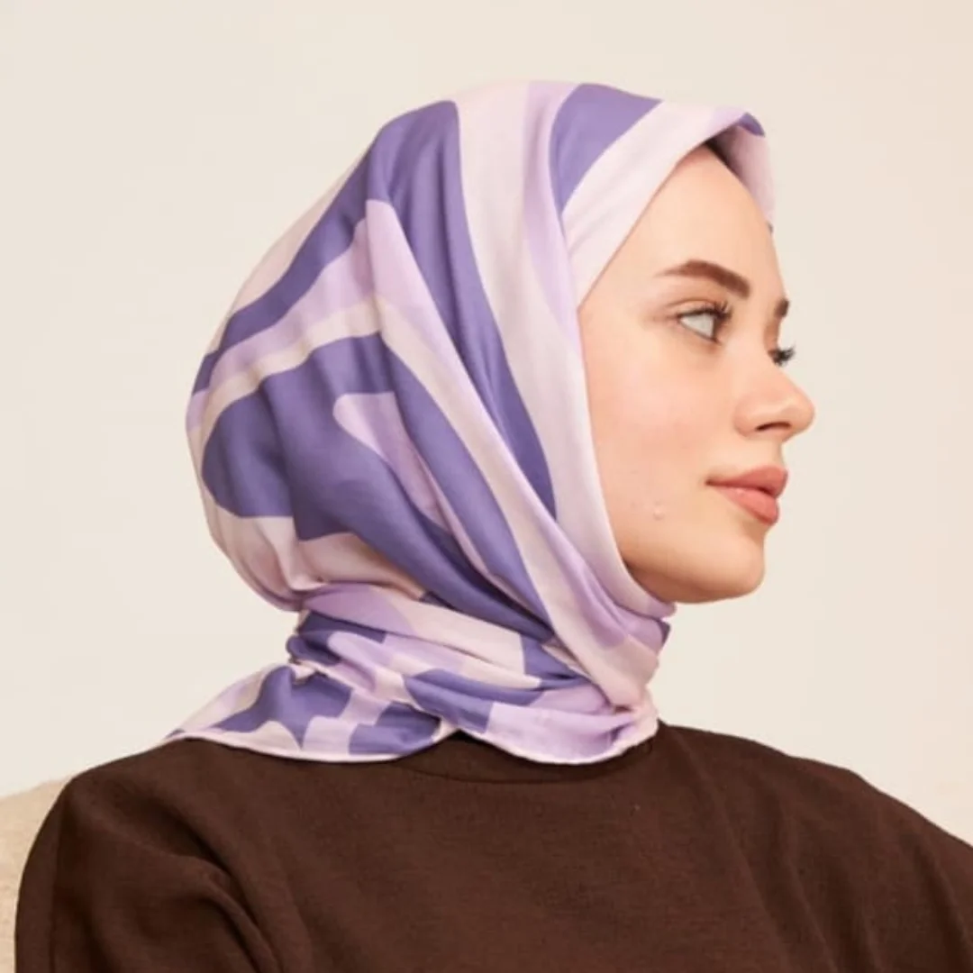 soft pamuk desenli eşarp lila nisa scarf